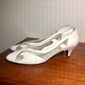 NATALE White Leather & Mesh Pumps 9